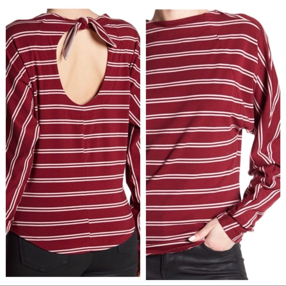 NWT Free People Ardmore Long Sleeve Tee Maroon